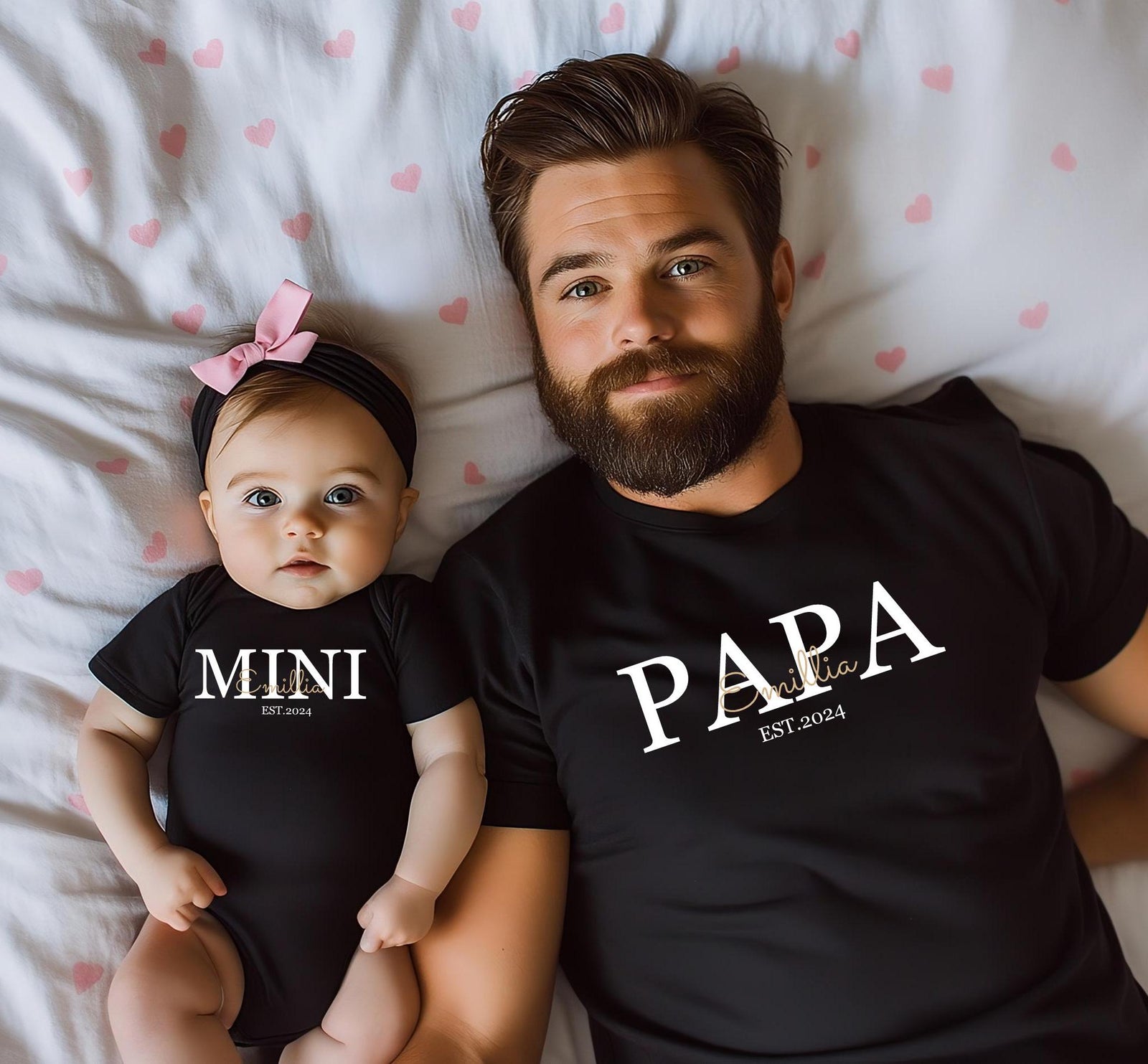 Papa & Mini Matching Set Personalized T-Shirt and Baby Bodysuit Father's Day Gift, Birthday Gift, Gift for New Dads
