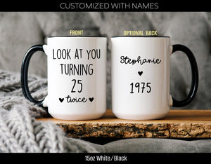 50th Birthday Gift for Women, 50th Birthday Mug, Personalized Birthday Gifts Funny 50th coffee cup 1975, Custom Gift For 50 Year Old, Women