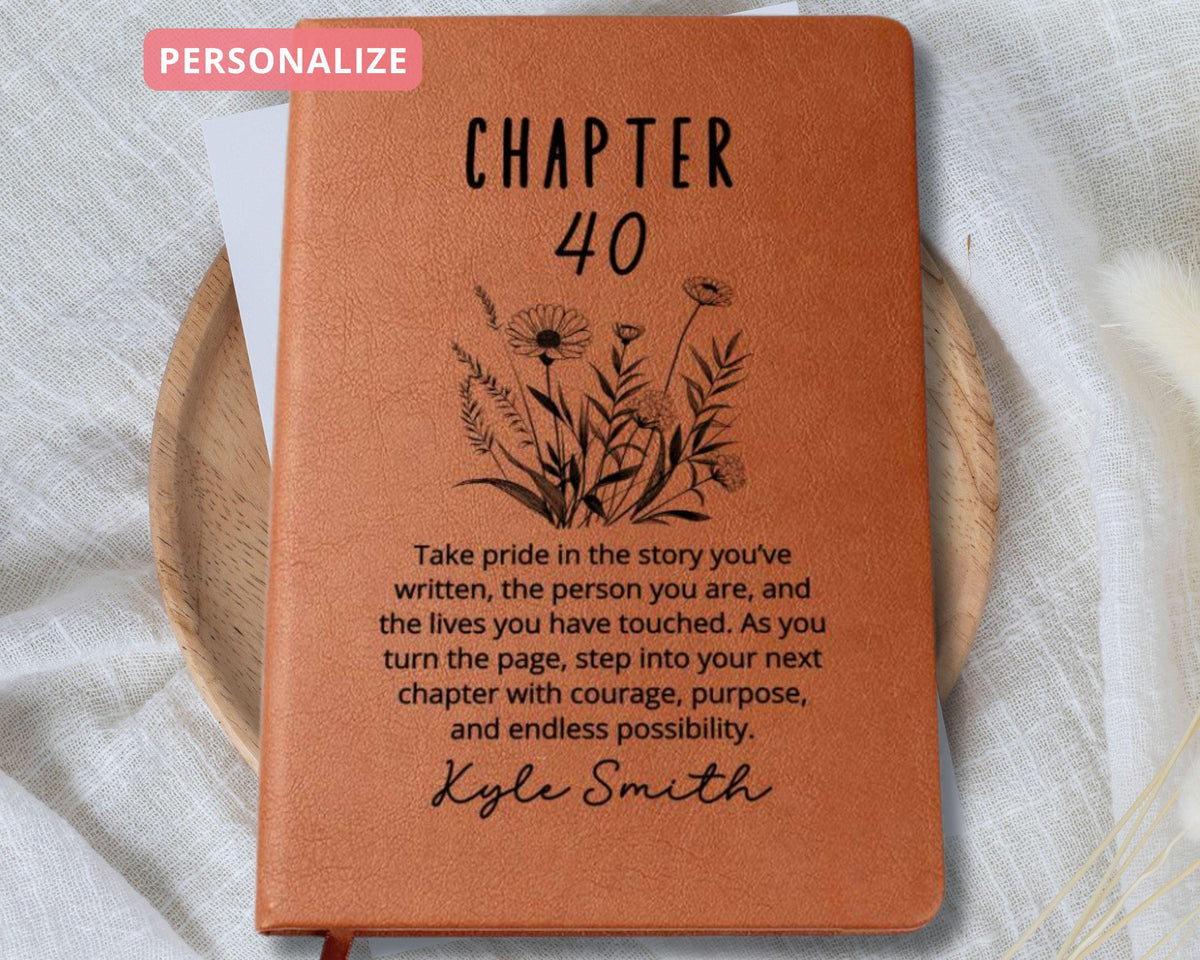 Forty Birthday Gift Best Friend Personalized Name Journal Gift for Her Bookish 40th Birthday Gift For Book Lovers, Fortieth One More Chapter