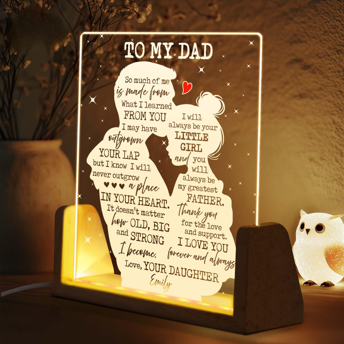 Personalized Hand-Written Letter Night Light, Gift for Dad, Father's Day Gift, Dad Birthday Gift, Bedroom Night Light, Gift For Him