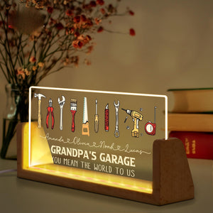 Personalized Grandpas Garage with Kids Name LED Night Light, Fathers Day Gifts for Grandpa, Custom Gift For Grandpa,Gift for Dad, Papa Gifts