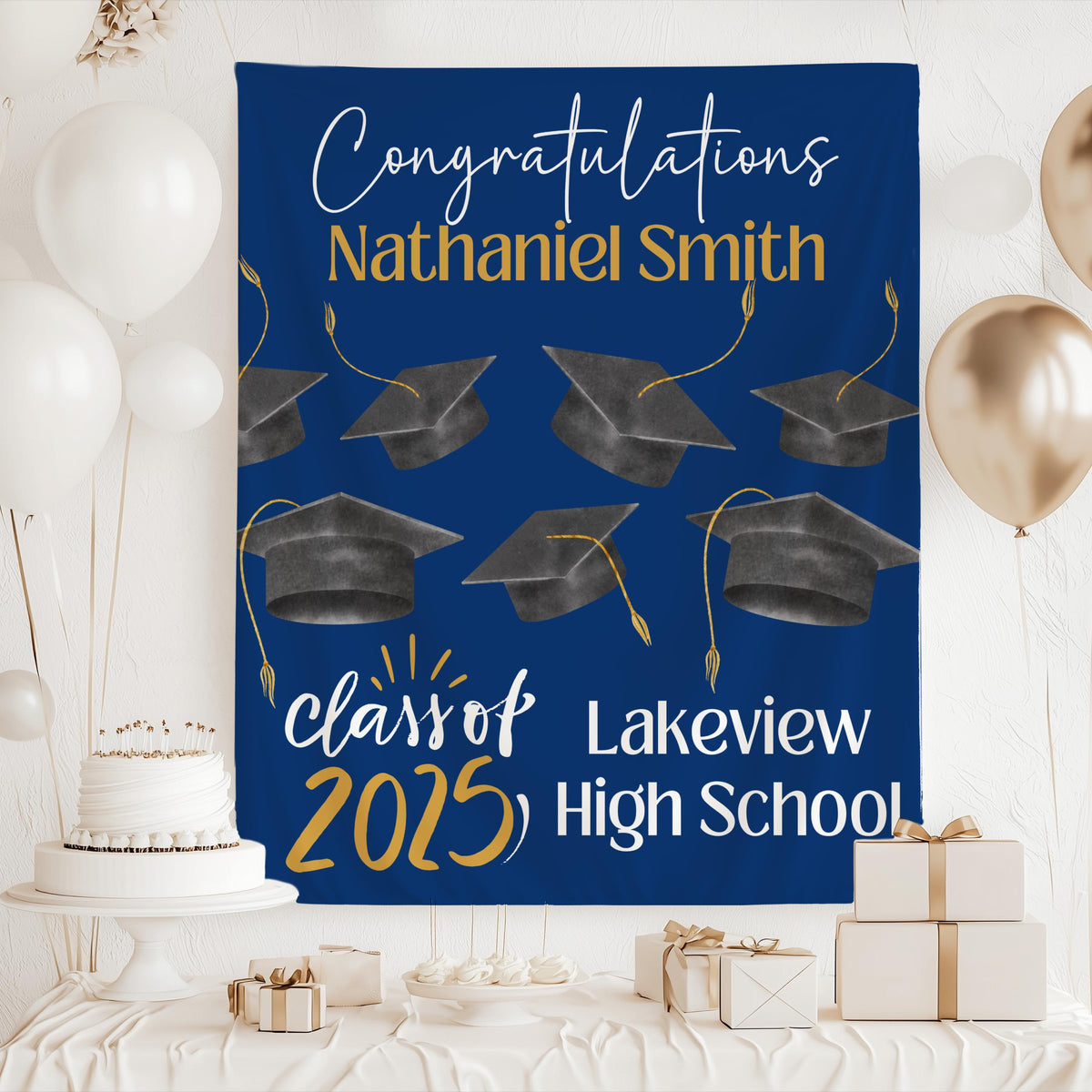 Custom Graduation Backdrop, Class of 2025 Banner, Custom Graduation Party Decorations, High School Graduation Sign, College Graduation Gift