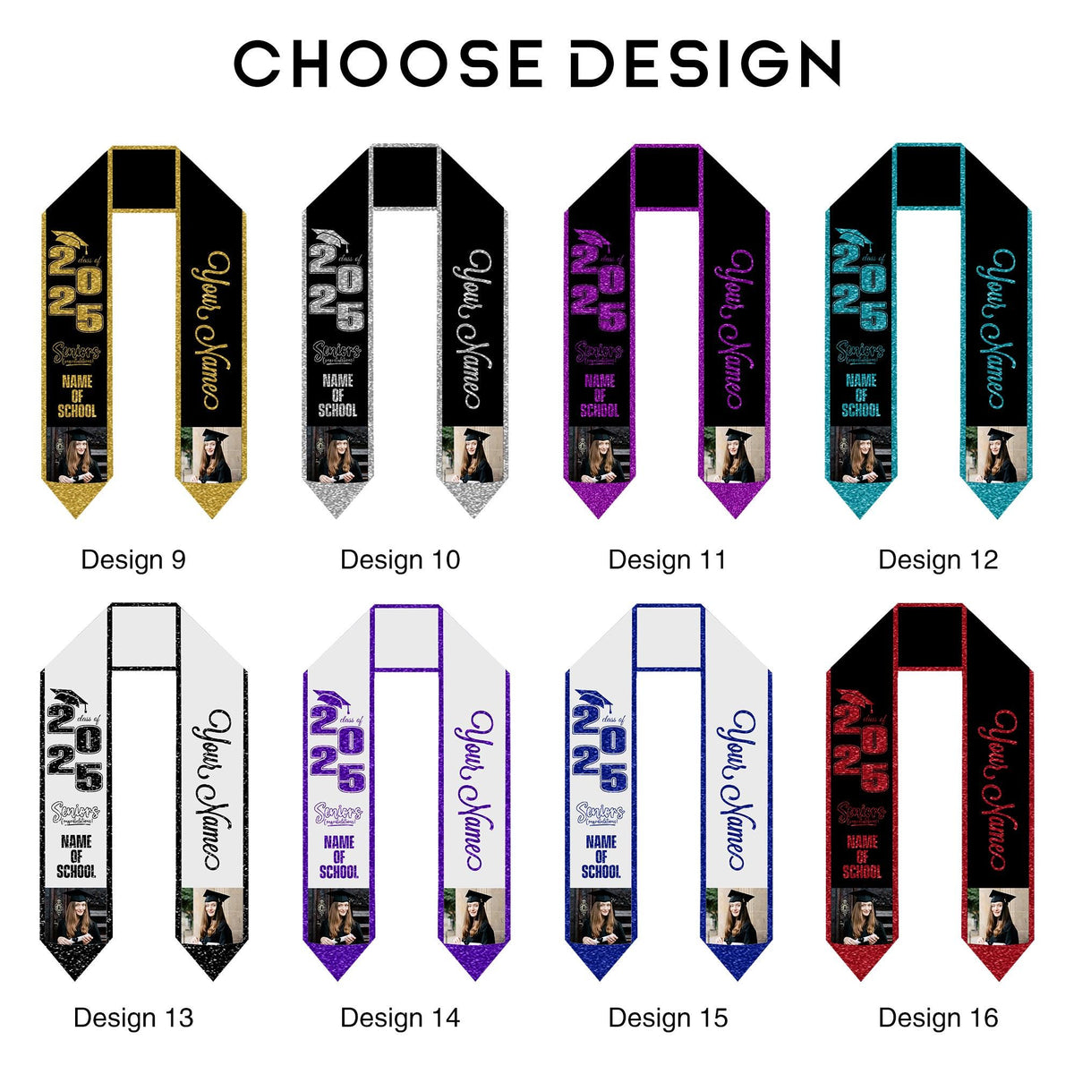 Custom Graduation Stole Class of 2025 Customized Congratulations Sash with Photo Name School Graduation - Customize Graduation Stoles Flag