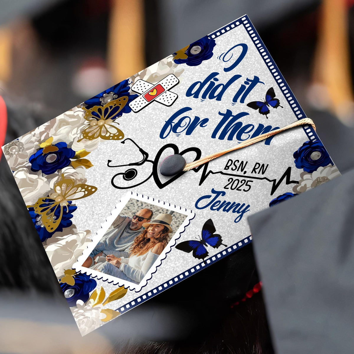 Personalized RN Nursing Grad Cap With Photo, Registered Nurse Graduation Cap Topper To Celebrate Your Big Day, Future Nurse Gifts