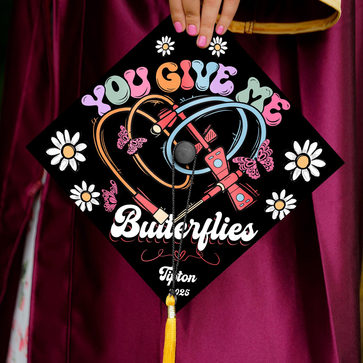 You Give Me Butterflies Grad Cap Topper, Phlebotomist Graduation Cap Topper To Celebrate Your Big Day, Future Nurse Gifts
