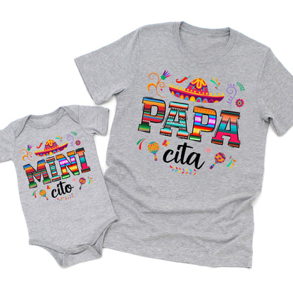 Papa Cita and Mini Cito Matching Fiesta Party Shirt For Dad and Daughter, Matching Dad and Son Shirts, Dad & Mini Matching Shirts