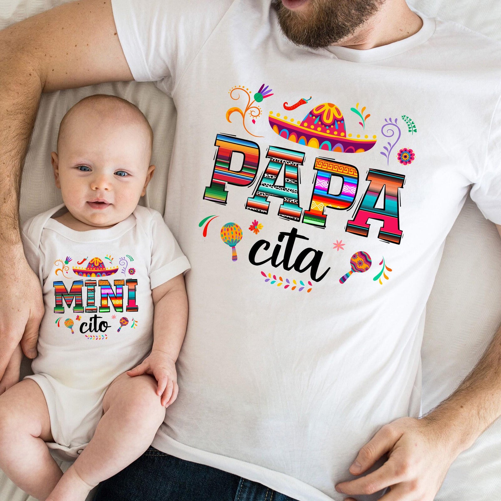 Papa Cita and Mini Cito Matching Fiesta Party Shirt For Dad and Daughter, Matching Dad and Son Shirts, Dad & Mini Matching Shirts
