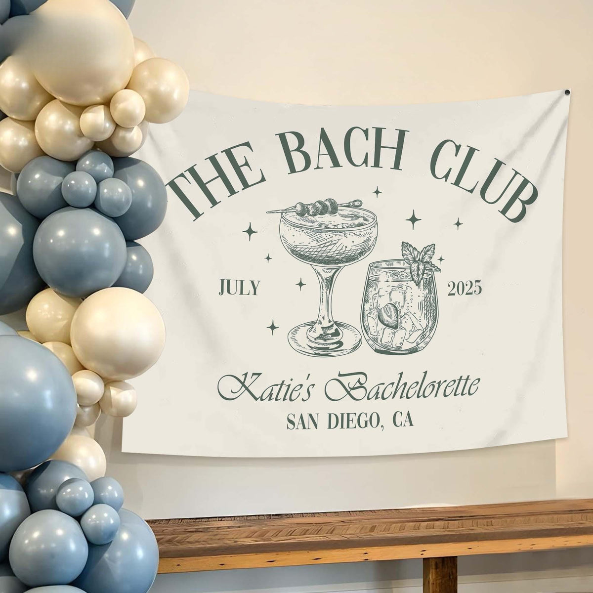 Custom Bachelorette Party Tapestry, Beach Bachelorette Photo Backdrop, Bachelorette Banner, Coastal Bachelorette Party Decor, The Bach Club