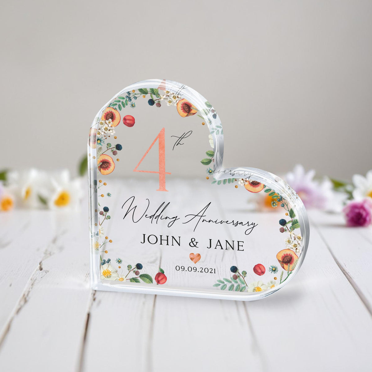 4th Wedding Anniversary Gift, Fruit and Flowers Anniversary Gift, Wedding Anniversary Keepsake, Wedding Anniversary Gift for Husband Wife