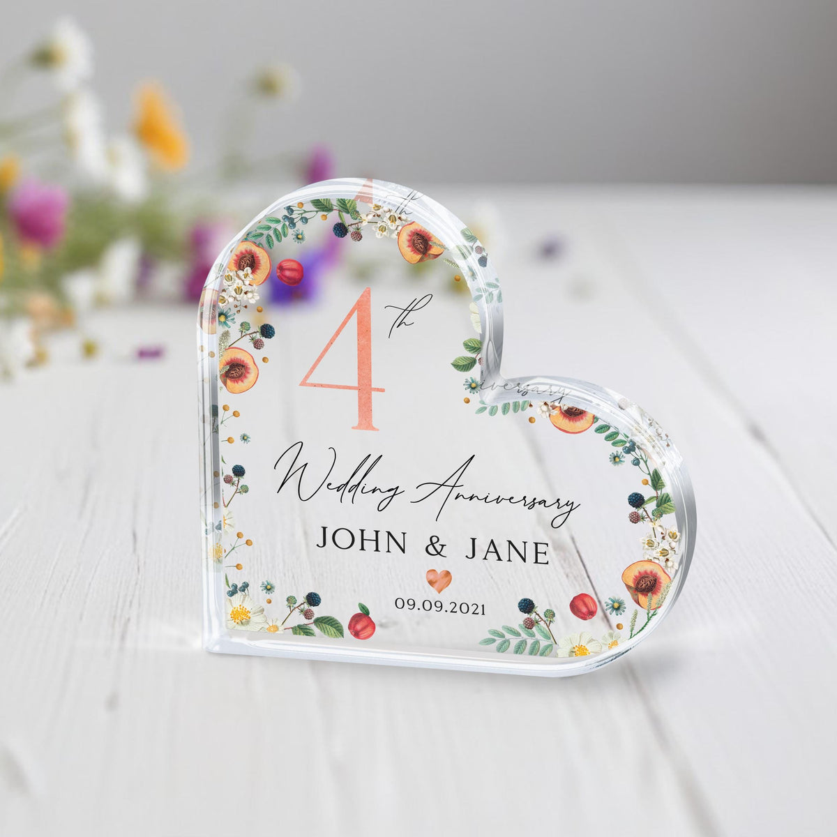 4th Wedding Anniversary Gift, Fruit and Flowers Anniversary Gift, Wedding Anniversary Keepsake, Wedding Anniversary Gift for Husband Wife