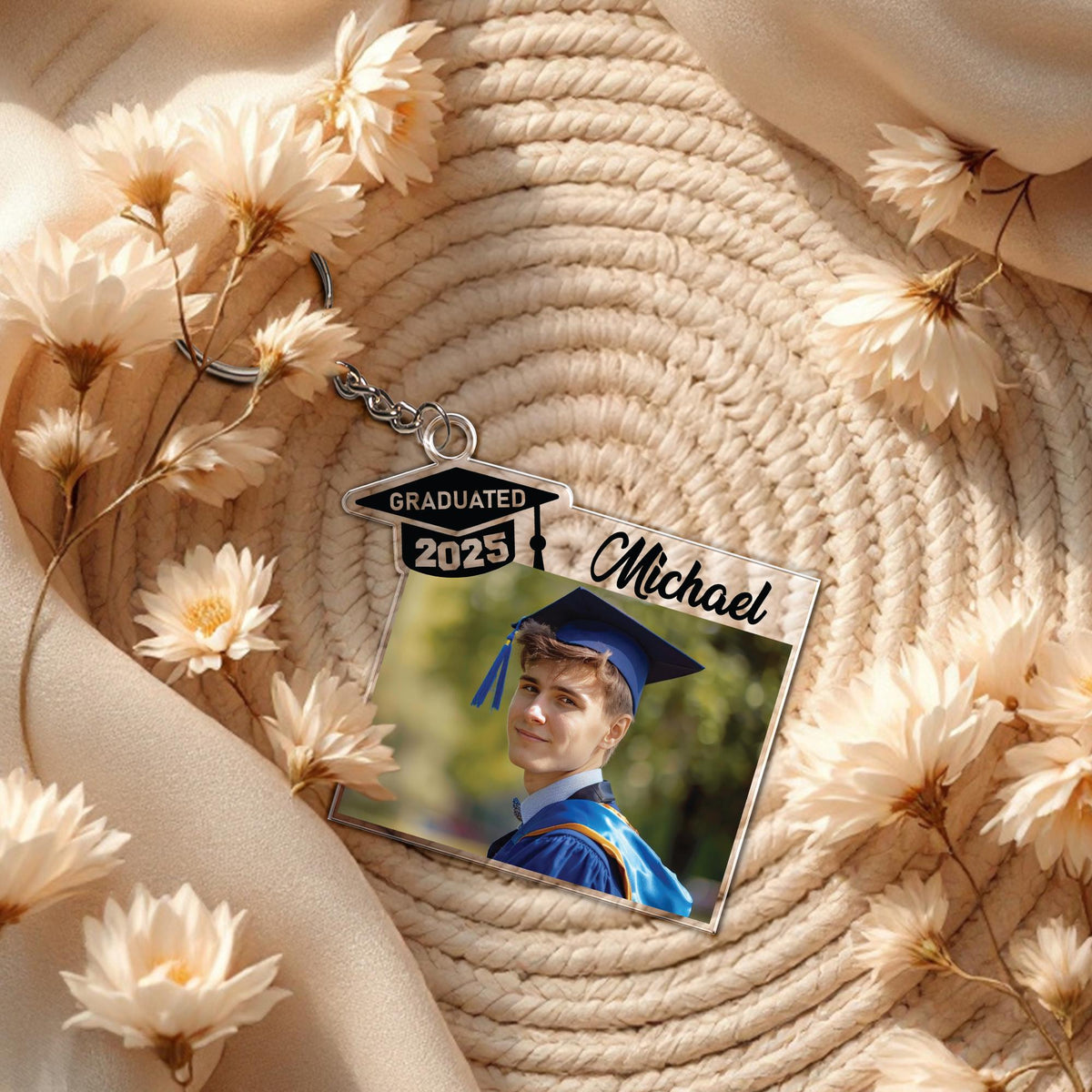 Acrylic Grad Photo Keychain, Graduate 2025 Key Holder, Custom Picture Keepsake, Proud Family Graduate Gift, Graduation Keepsake for Class