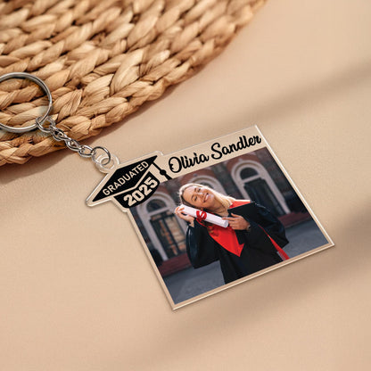 Acrylic Grad Photo Keychain, Graduate 2025 Key Holder, Custom Picture Keepsake, Proud Family Graduate Gift, Graduation Keepsake for Class