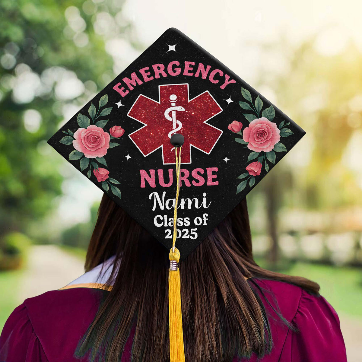 Graduation Cap Emergency Model Personalized Emergency Nurse Graduation Cap Topper, ER Grad Cap Topper ...