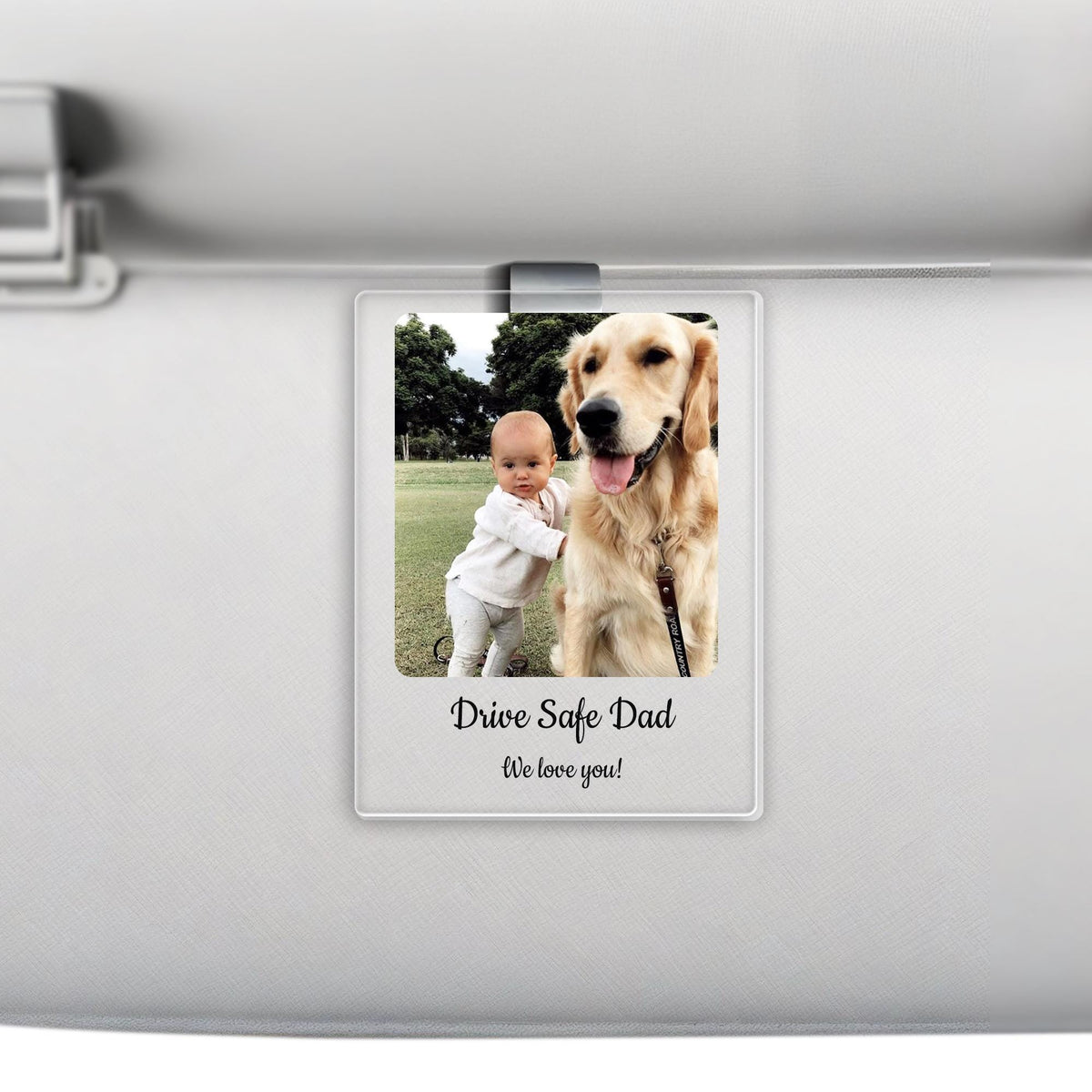 Personalized Car Visor Clip with Your Photo and Text - Drive Safe Car Daddy, Decor for Couple Family
