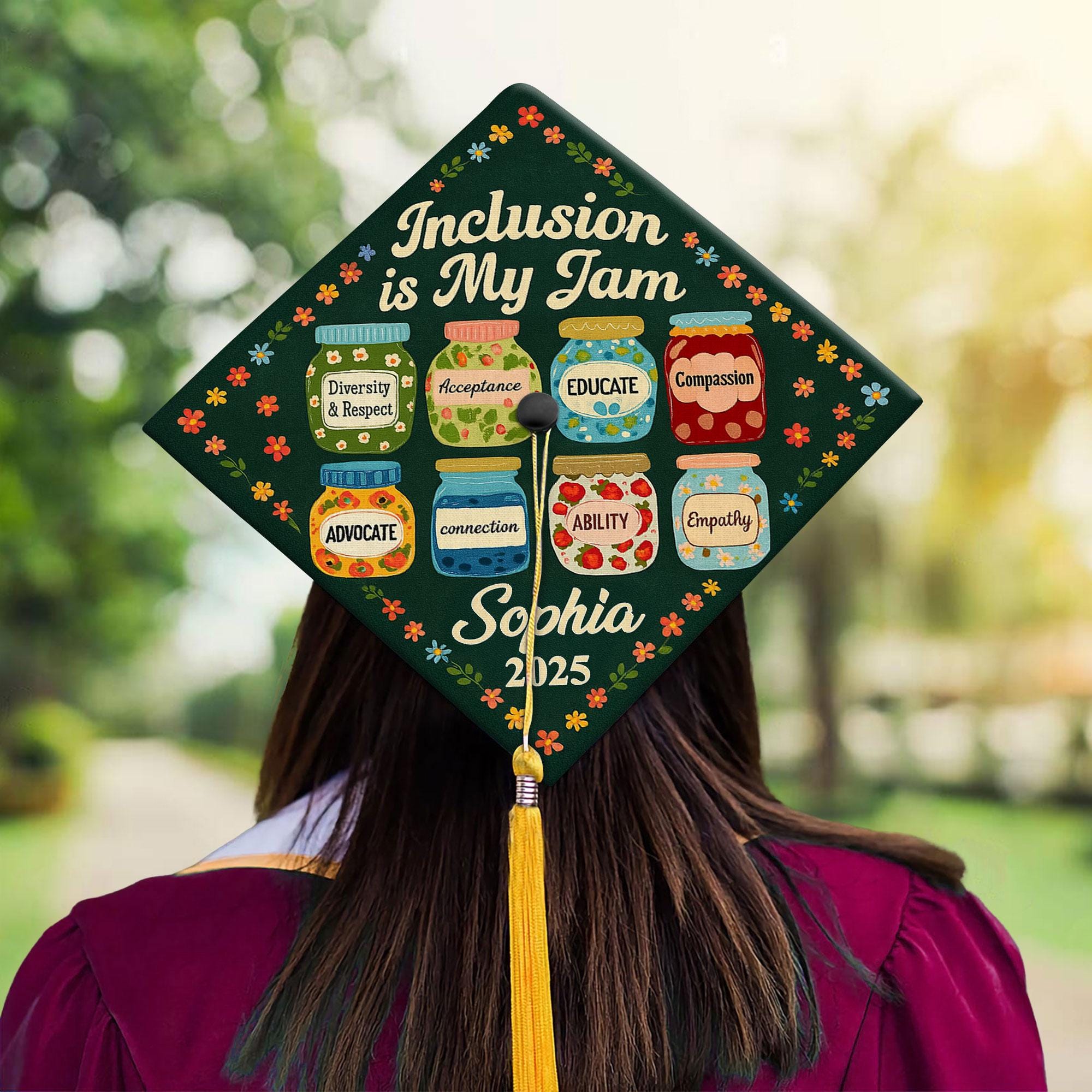 Personalized Teacher Graduation Cap Topper, Teacher Grad Cap Topper, Custom Teacher Grad Cap Topper, Inclusion is my Jam Grad Cap