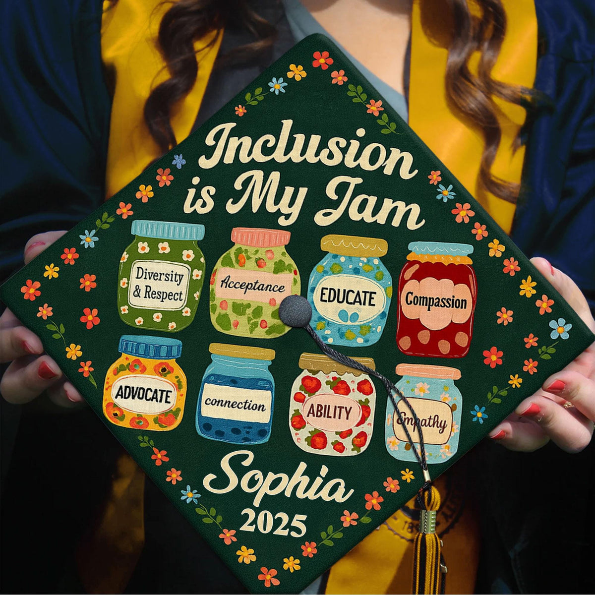 Personalized Teacher Graduation Cap Topper, Teacher Grad Cap Topper, Custom Teacher Grad Cap Topper, Inclusion is my Jam Grad Cap