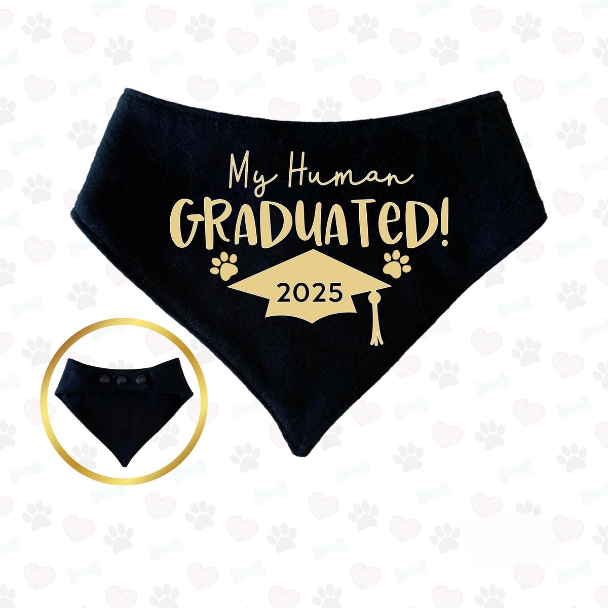 My Human Graduated Dog Bandana, Custom Reversible Pet Bandana, Class of 2025 Graduation Gifts for Dog Owners