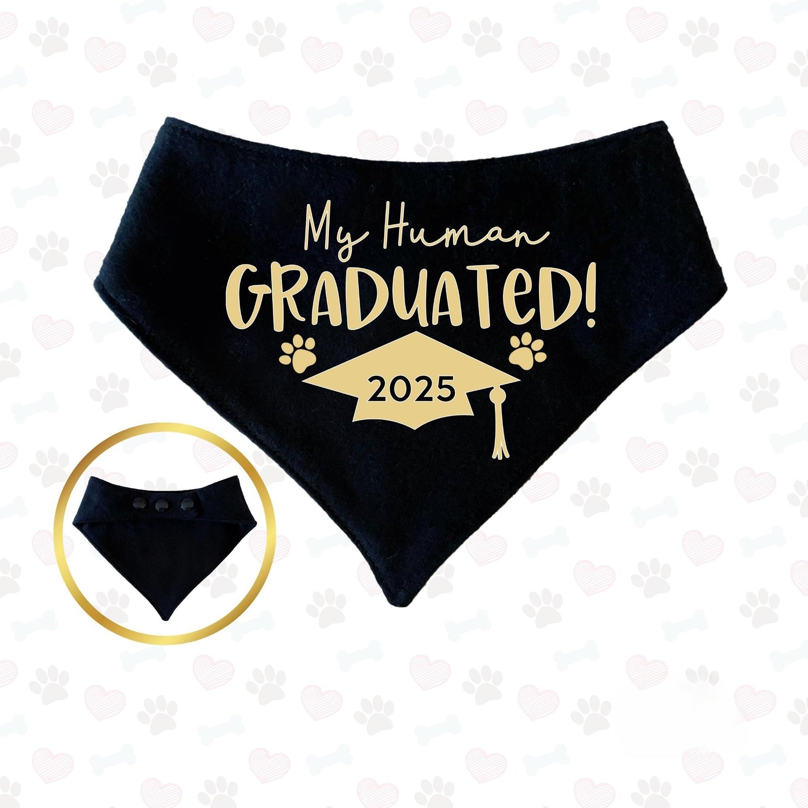 My Human Graduated Dog Bandana, Custom Reversible Pet Bandana, Class of 2025 Graduation Gifts for Dog Owners