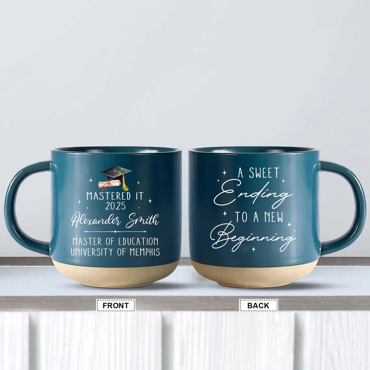 Custom Masters Degree Pottery Mug, Graduation Gift For Her Him, Mastered It 2025 Mug, Graduation Master's Degree,Gift Graduate Personalized