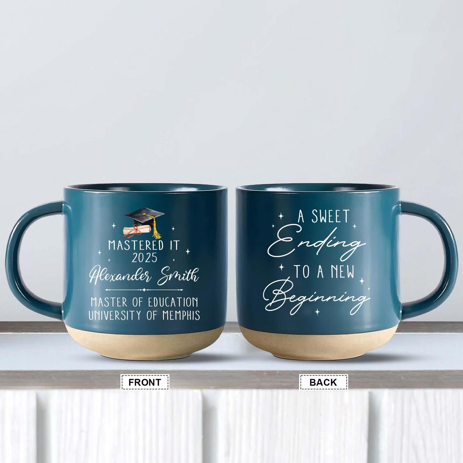 Custom Masters Degree Pottery Mug, Graduation Gift For Her Him, Mastered It 2025 Mug, Graduation Master's Degree,Gift Graduate Personalized