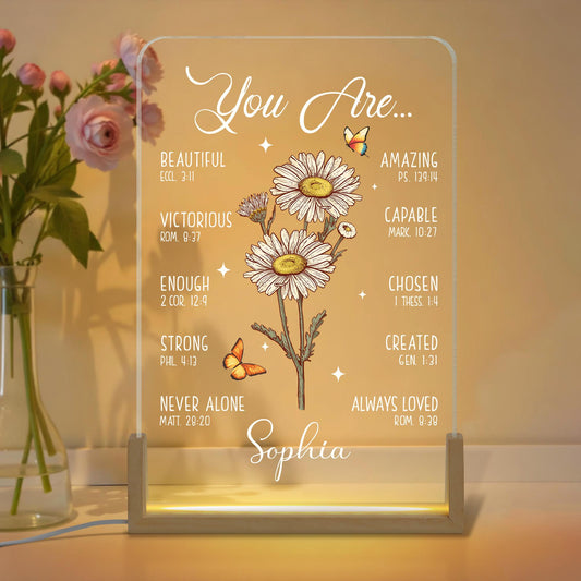 Personalized Bible Verse LED light, Custom Faith Christian Birthday Gift for Her, Christian Home Decor,Faith Based Decor,Religious LED Light