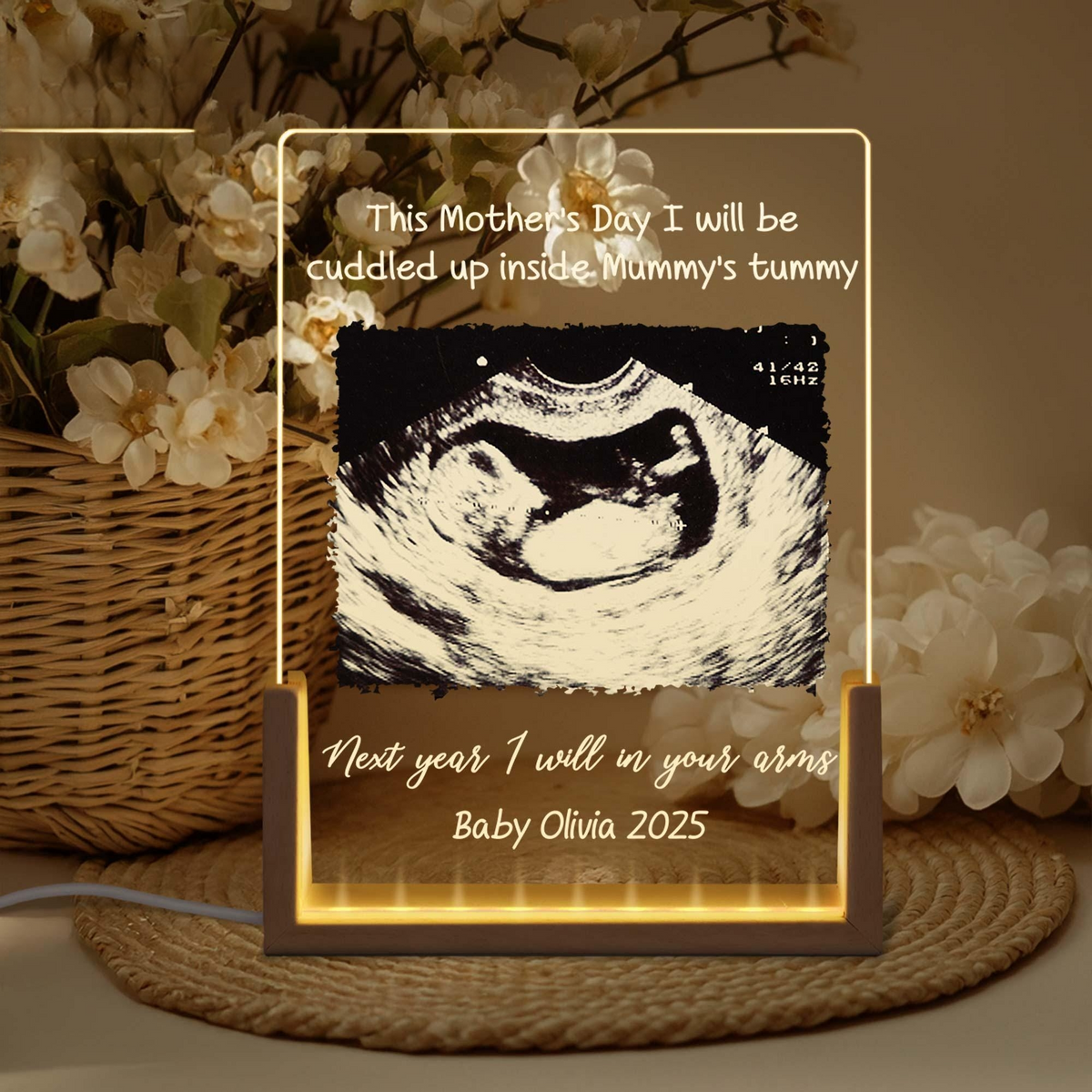 Pregnant Mom Gift, Personalised First Mother s Day Photo LED Night Light, Pregnancy Announcement, Expecting Mother Gift, New Mom Gifts