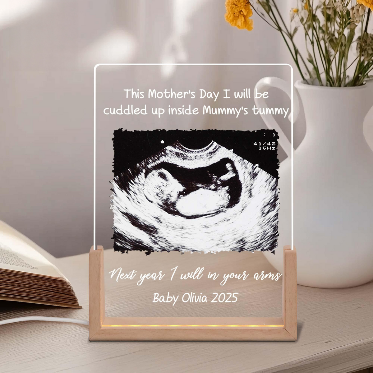 Pregnant Mom Gift, Personalised First Mother s Day Photo LED Night Light, Pregnancy Announcement, Expecting Mother Gift, New Mom Gifts