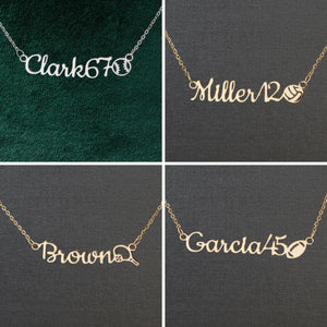 Personalized sports necklace, Sports lover gift necklace, sports club jewelry, custom sports necklace, player number shirt number necklace