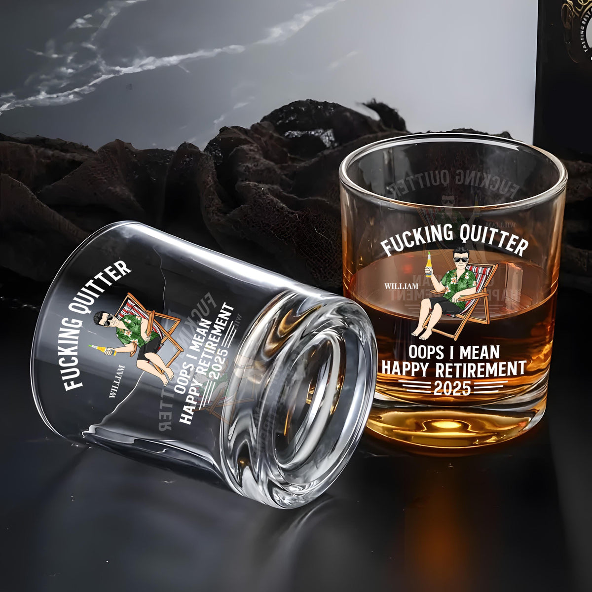 Oops I Mean Happy Retirement - Personalized Whiskey Glass, Retirement Whiskey Glasses, Funny Retirement Cocktail Glass, Custom Gifts 2025