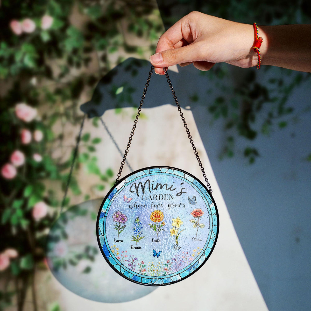 Personalized Mimi's Garden Stained Glass Suncatcher, Mother's Day Gift, Gift For Grandma, Nana Birth Month Flower,Mama's Gifts,Mimi's Garden