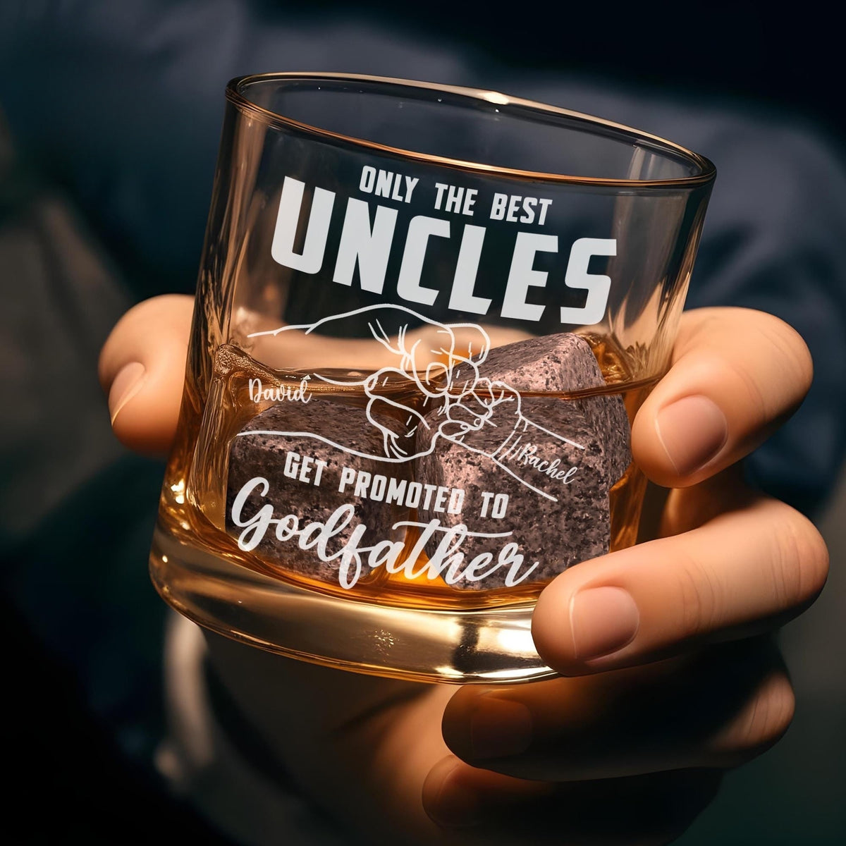 Uncles Whiskey Glass, Custom Godfather Rock Glass, Father's Day Gift For Godfather, Promoted to Uncle Whiskey Gift, Godfather Whiskey Glass