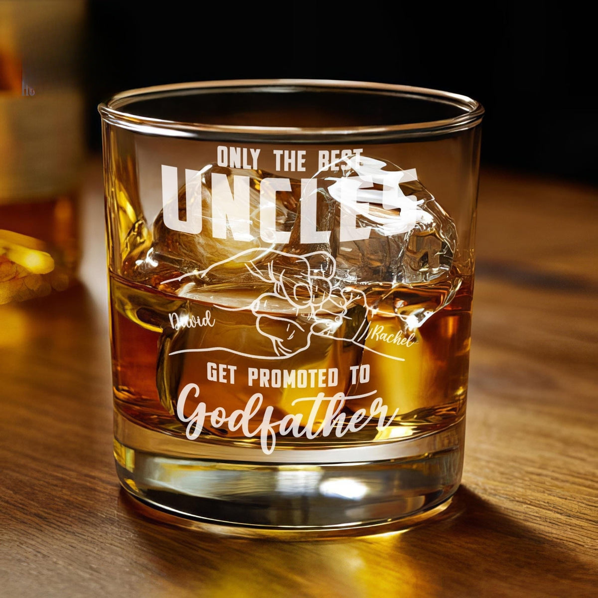 Uncles Whiskey Glass, Custom Godfather Rock Glass, Father's Day Gift For Godfather, Promoted to Uncle Whiskey Gift, Godfather Whiskey Glass