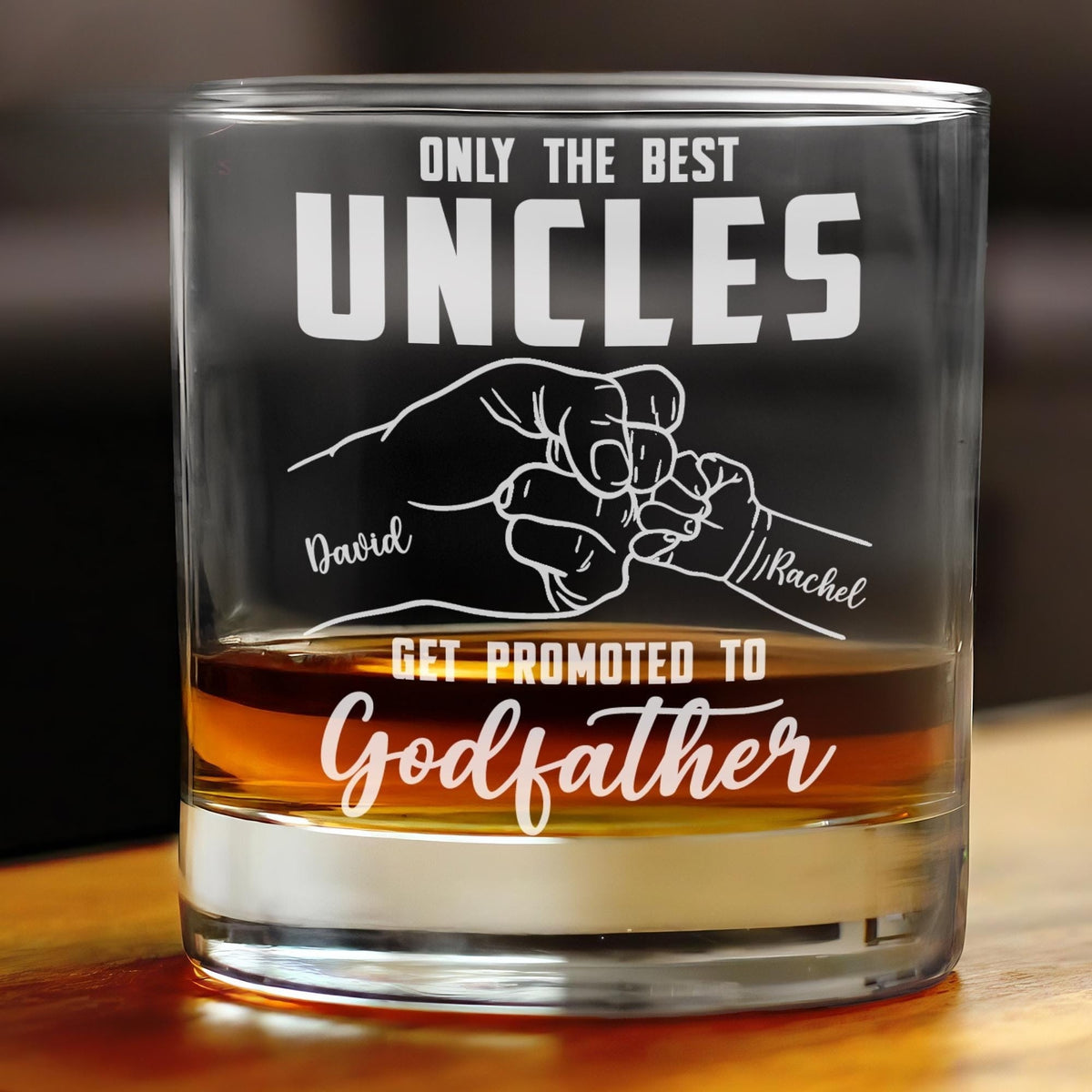 Uncles Whiskey Glass, Custom Godfather Rock Glass, Father's Day Gift For Godfather, Promoted to Uncle Whiskey Gift, Godfather Whiskey Glass