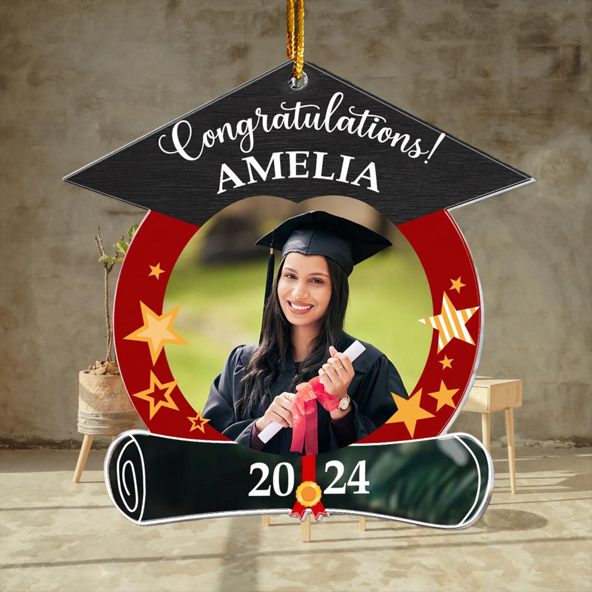 Personalized Graduation Photo Ornament, Custom Face Acrylic Ornament, 2025 College Graduation, School Graduation Ornament Gift, Grad Gift