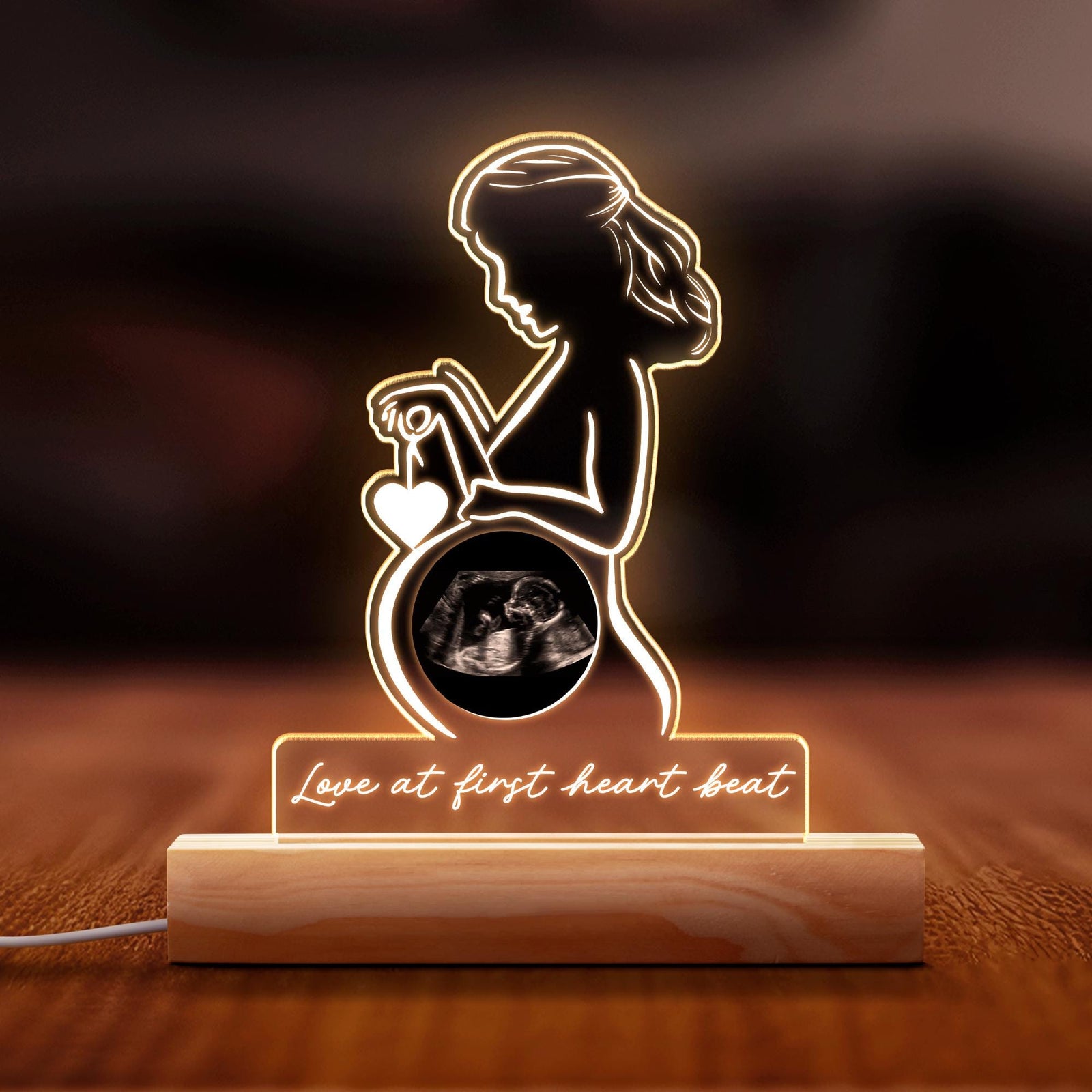 Personalized Ultrasound Photo Night Light, Custom Pregnancy Keepsake Gift for Expecting Parents, Baby Shower Gift for Mom