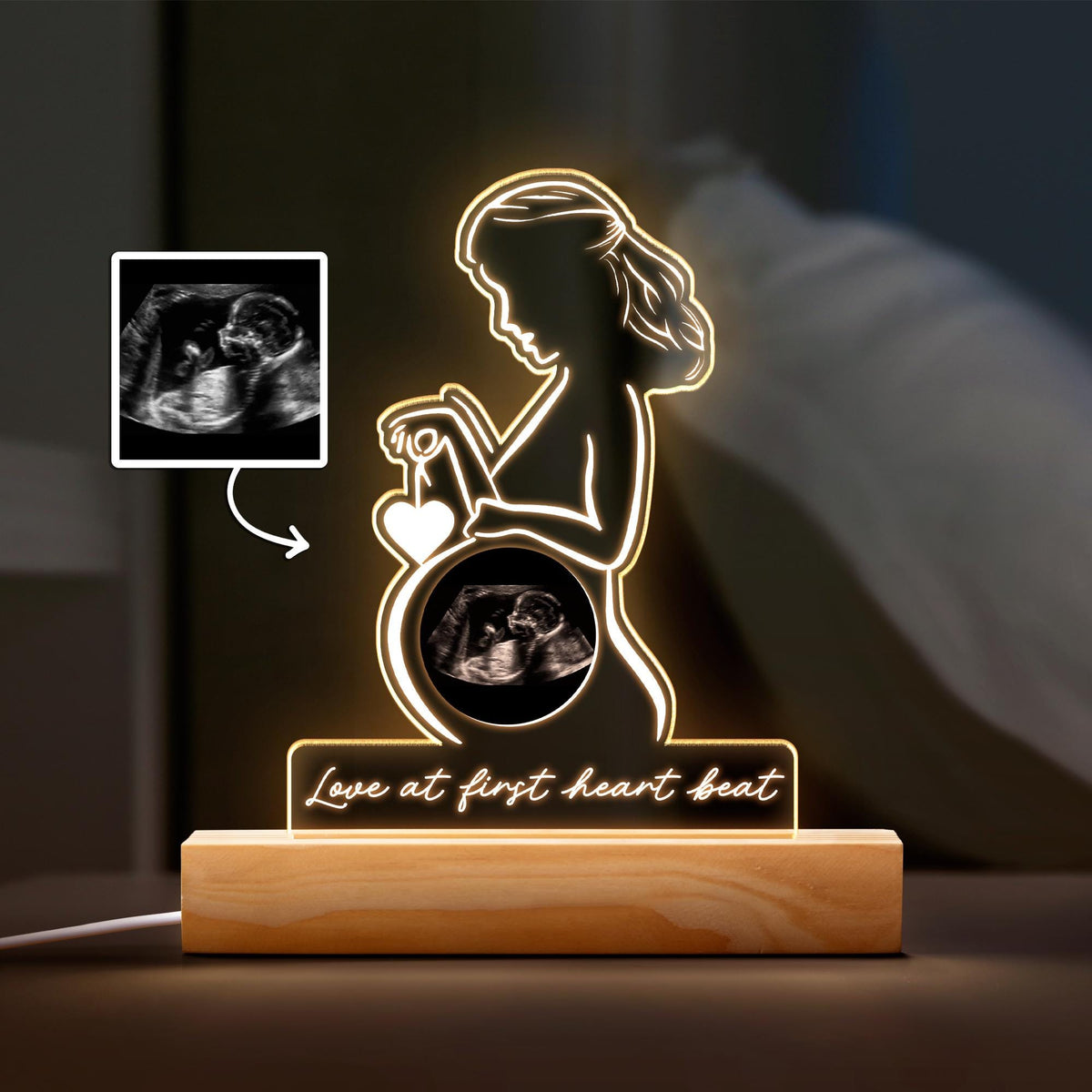 Personalized Ultrasound Photo Night Light, Custom Pregnancy Keepsake Gift for Expecting Parents, Baby Shower Gift for Mom