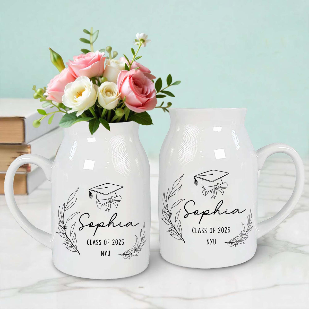 Personalized Graduation Flower Vase,College University High School Graduation Gift,Keepsake For Graduating,Masters Degree Gift,Class Of 2025