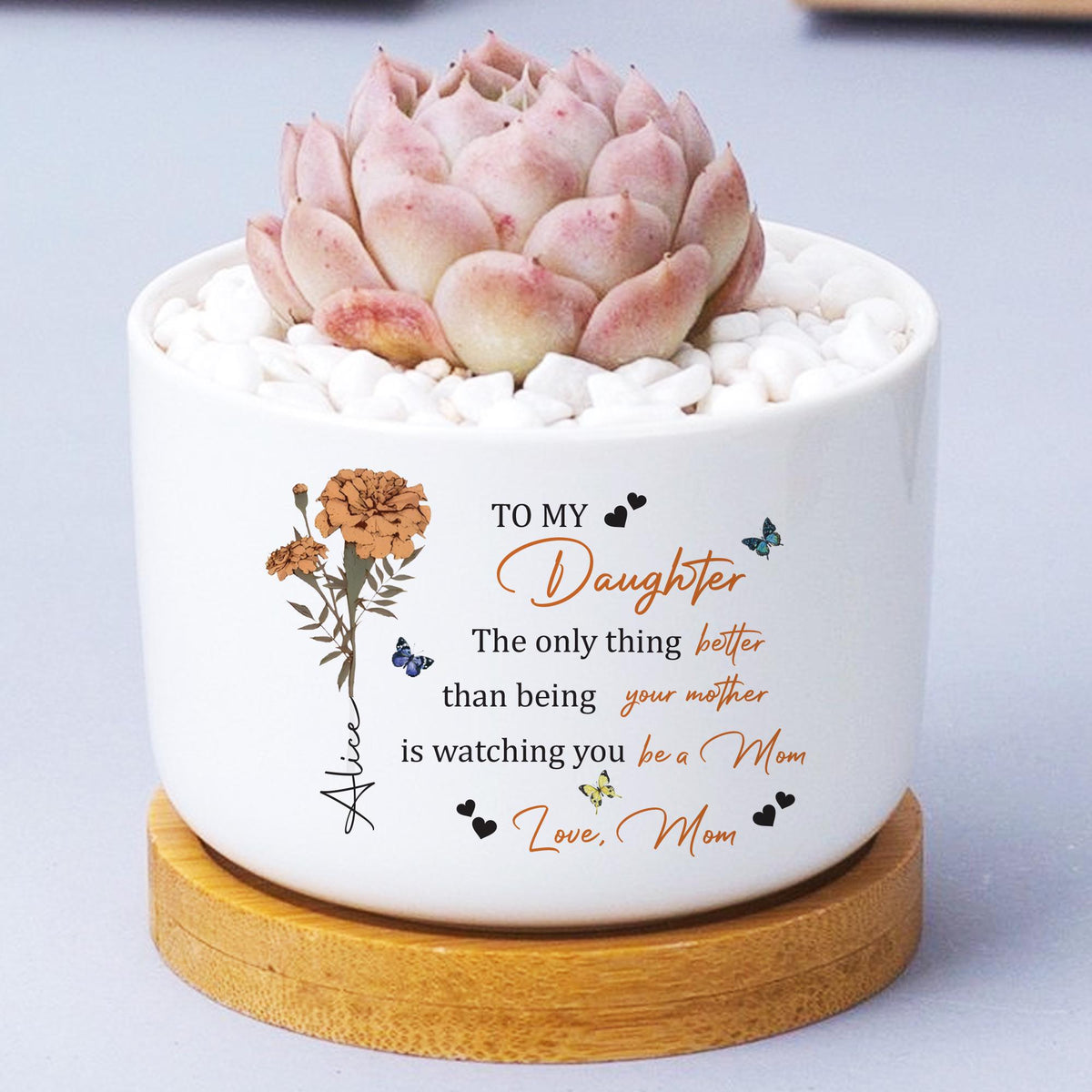 Personalized To My Daughter From Mom Plant Pot, Watching You Be a Mom Pot, New Mom Gift, Mothers Day Pot, Floral Pot Gift for Daughter