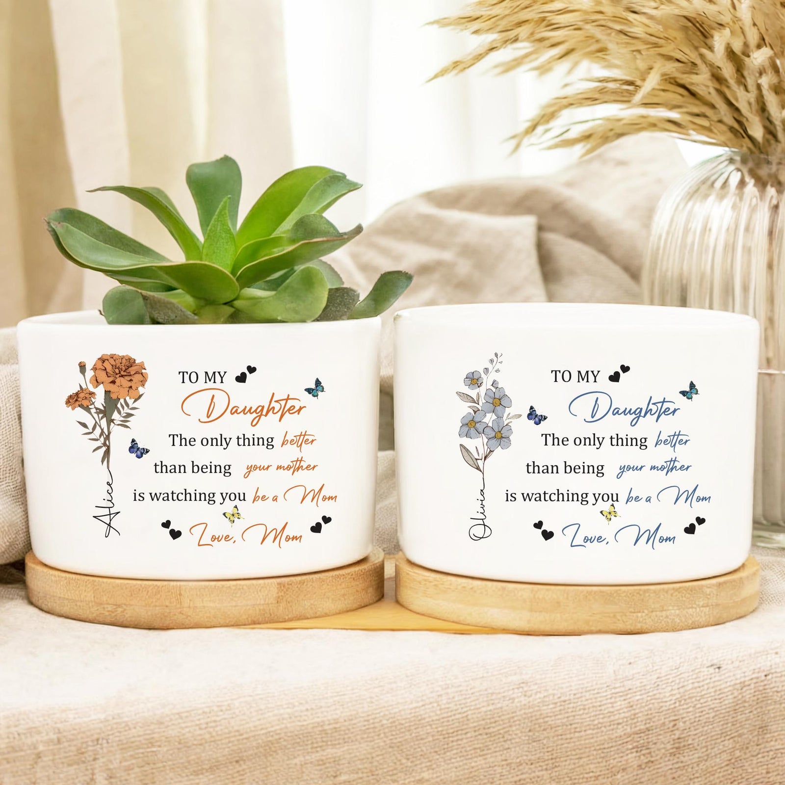 Personalized To My Daughter From Mom Plant Pot, Watching You Be a Mom Pot, New Mom Gift, Mothers Day Pot, Floral Pot Gift for Daughter