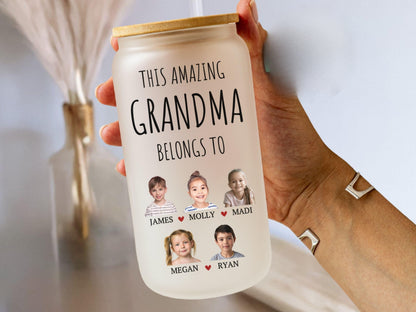 Custom Grandma Cup, This Grandma Belongs to Mug for Grandma Photo Iced Coffee Cup for Grandma for Mother's Day Gifts from Grandkids Grandma