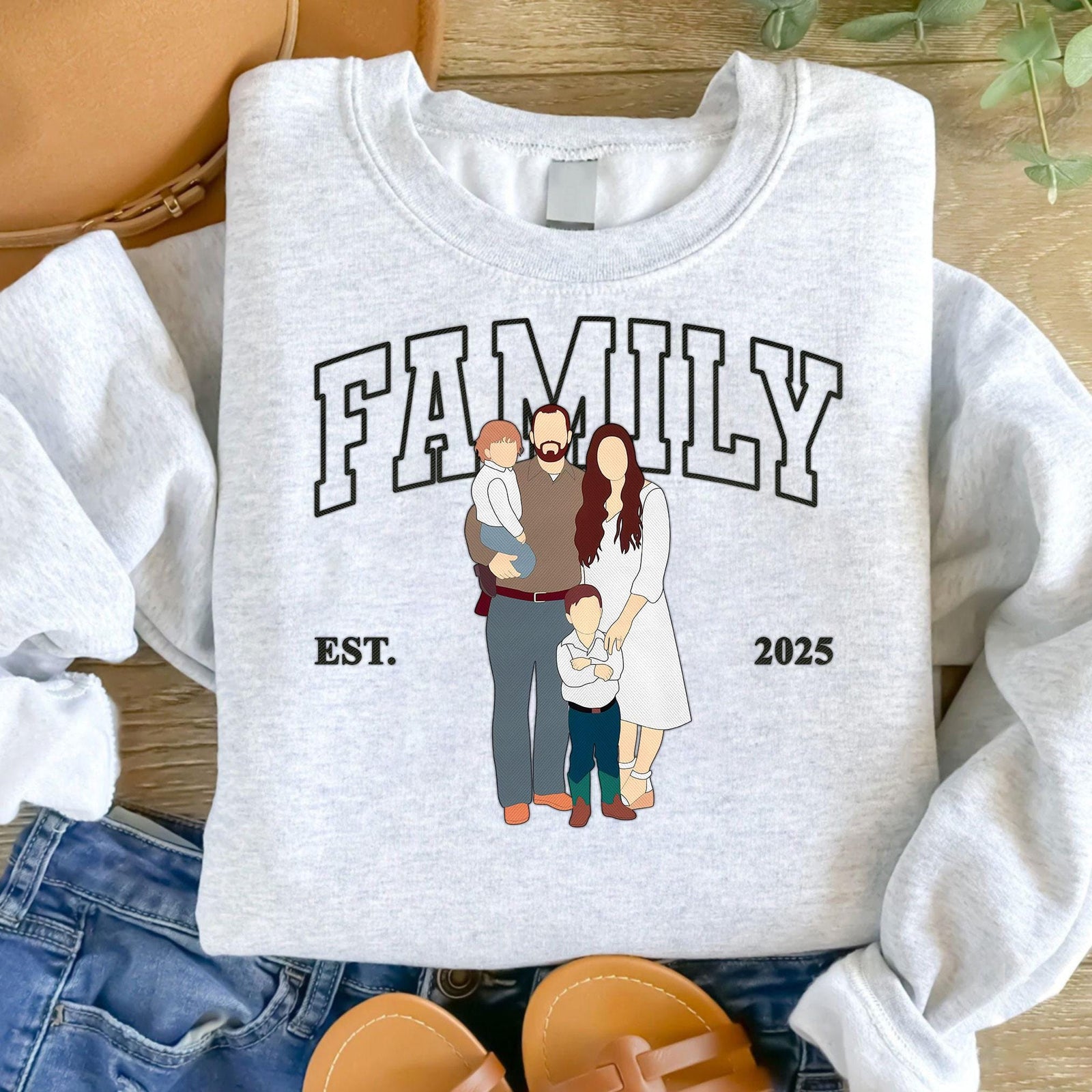 Mama Hoodie with Photo, Custom Portrait Sweatshirt with Kid Name Crewneck Shirt, Family Portrait Hoodie, Mother's Day Gift