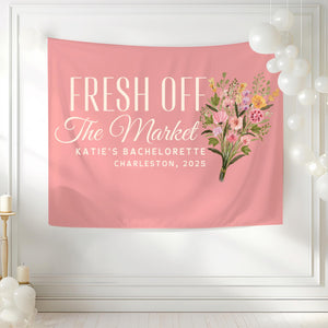 Fresh Off the Market Banner Custom She's Fresh Off The Market Bridal Shower Decor Farmers Market Theme Bachelorette Party Photo Backdrop