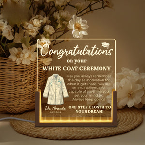 White Coat Ceremony Gift, Custom White Coat Ceremony LED Night Light, Med School Graduation, Gift for Future Doctor First White Coat Medical