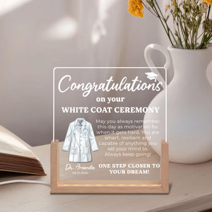 White Coat Ceremony Gift, Custom White Coat Ceremony LED Night Light, Med School Graduation, Gift for Future Doctor First White Coat Medical