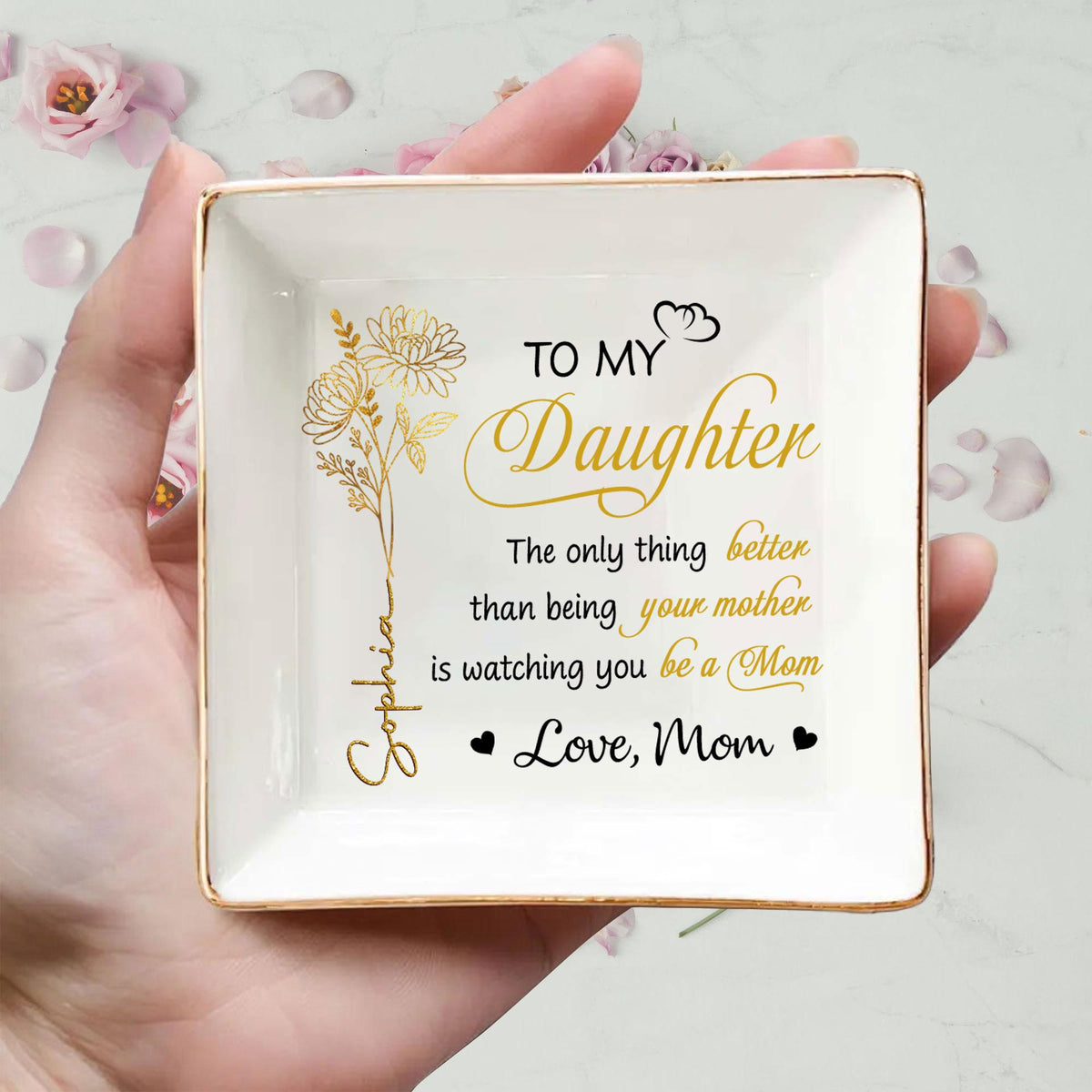 Personalized Ring Dish for New Moms, Special Gift for Daughter, Mother s Day Gift from Mom, Customized Jewelry Dish for Daughter