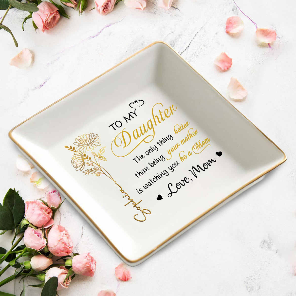 Personalized Ring Dish for New Moms, Special Gift for Daughter, Mother s Day Gift from Mom, Customized Jewelry Dish for Daughter