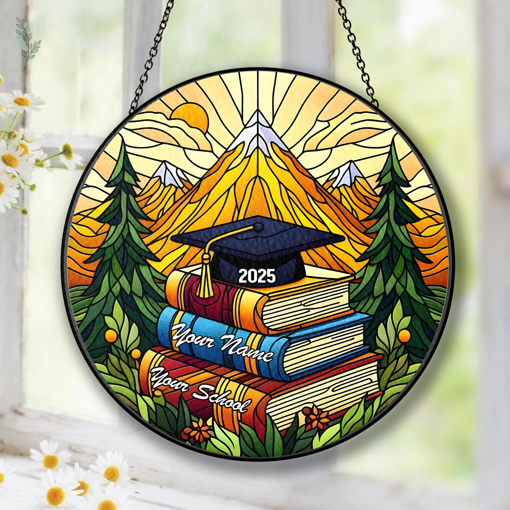 Personalized Graduation Stained Glass, Personalized Class of 2025 Ornament, High School Graduation Gift, College Graduated,New Graduate Gift