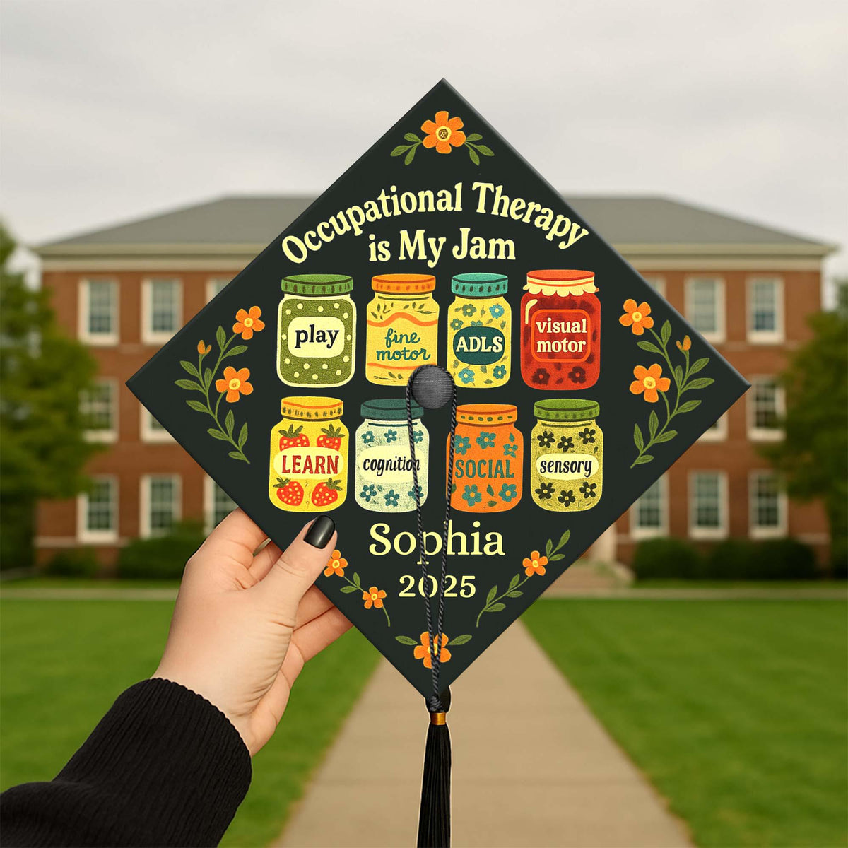 Custom Occupational Therapy Is My Jam Grad Cap Topper - Therapy Graduation Cap, Personalized Class of 2025 Grad Cap Decoration