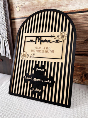 Mothers Day Gift,Personalized Unique Mom Puzzle Sign With Stand,You are the Piece that holds us together,Custom Puzzle Pieces Gift for Mom