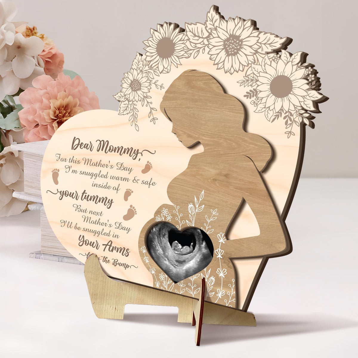 Personalized Baby Bump Ultrasound Photo Wooden Sign, Custom Gift for Mom-to-Be, Pregnancy Announcement, First Mother s Day Keepsake